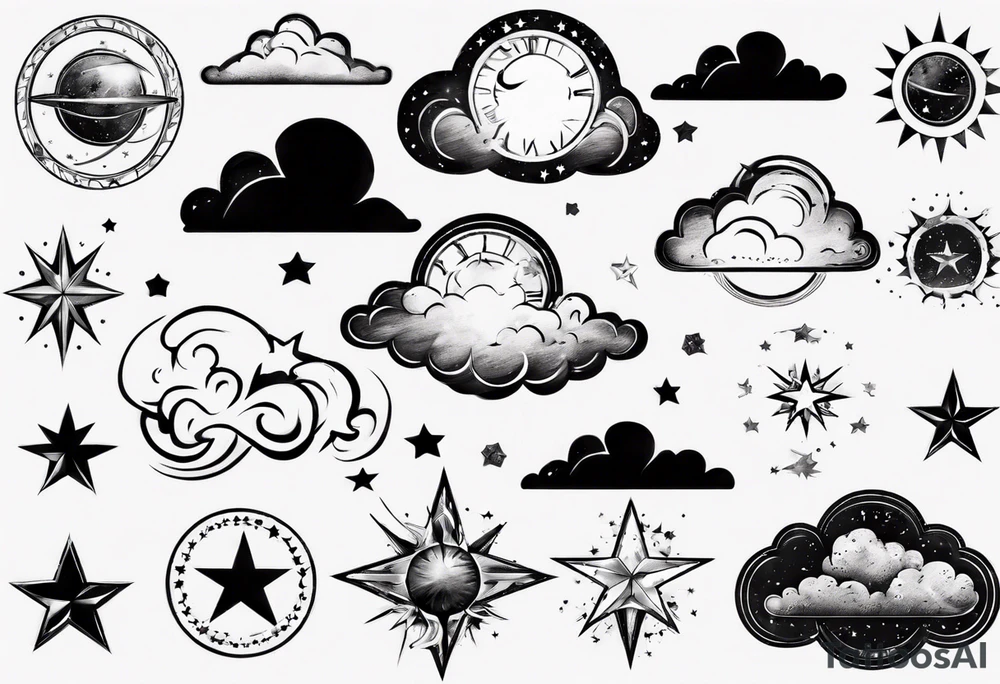 cloud with the date and stars tattoo idea