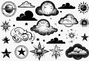 cloud with the date and stars tattoo idea