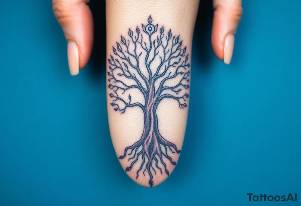 mystical tree of life with cosmic roots and celestial branches tattoo idea