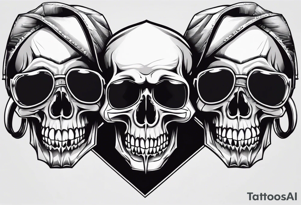 Skull Hear no evil, speak no evil, see no evil tattoo idea