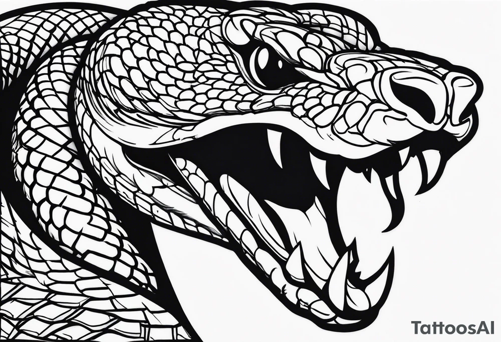 Rattle snake with fangs tattoo idea