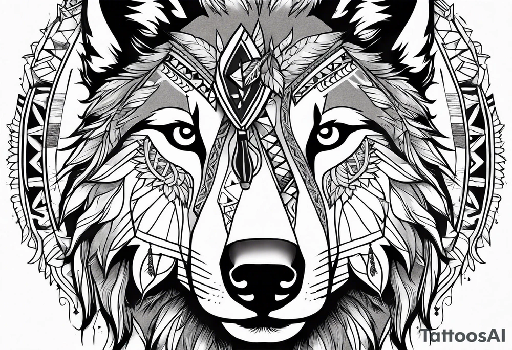 Native American Wolf tattoo idea