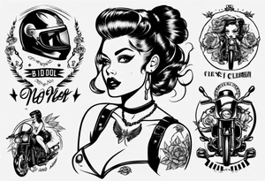 Pinup doll biker girl tattoo idea