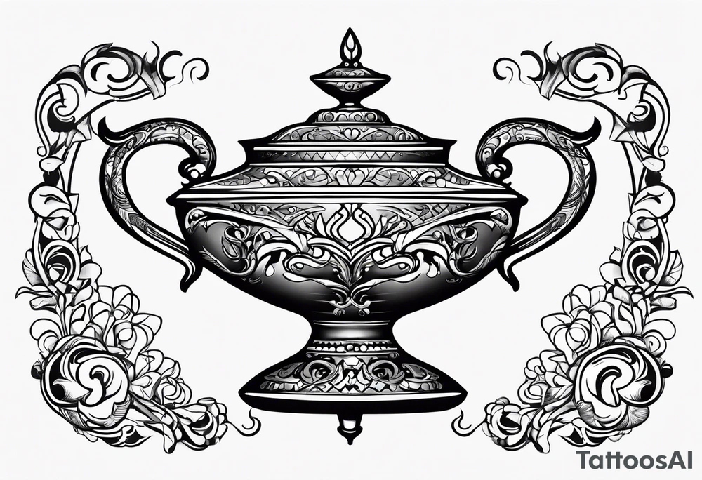 simple magic lamp tattoo idea