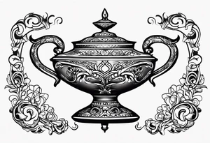 simple magic lamp tattoo idea