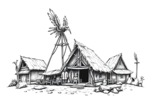 Native American village tattoo idea