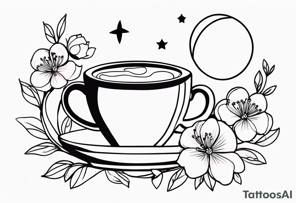 mocha coffee, moon, peach, blossom from powerpuff girls tattoo idea