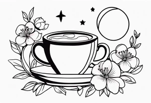 mocha coffee, moon, peach, blossom from powerpuff girls tattoo idea