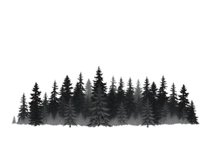 Coniferouse forest silhouette with black and gray trees tattoo idea
