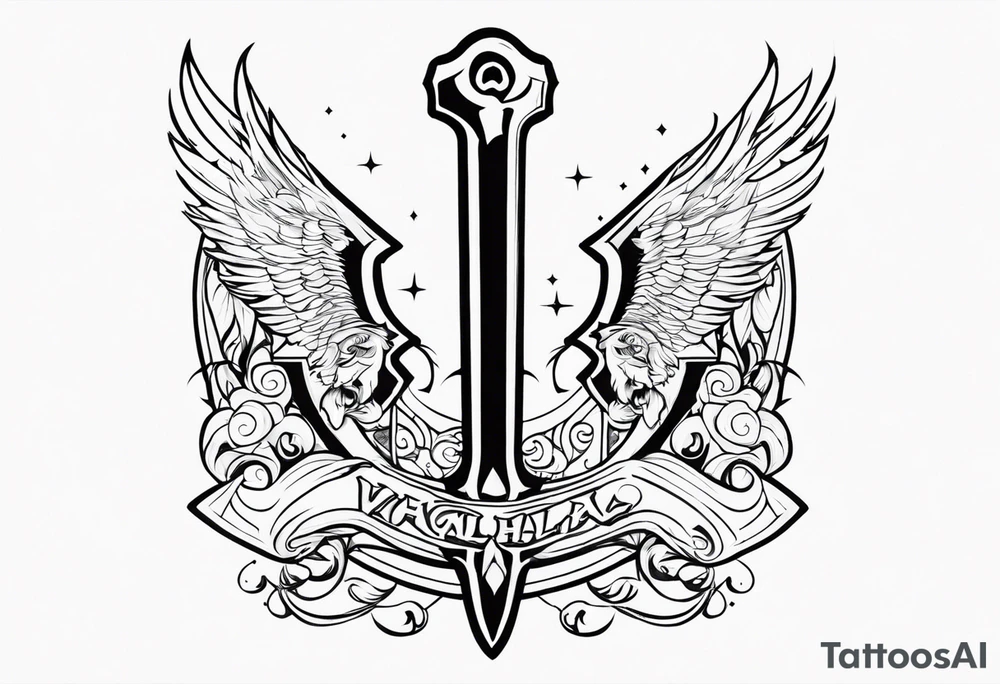 Valhalla fire sword tattoo idea