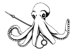 Octopus with trident and stethoscope tattoo idea