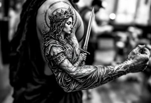 Saint Barbara holding sword tattoo idea