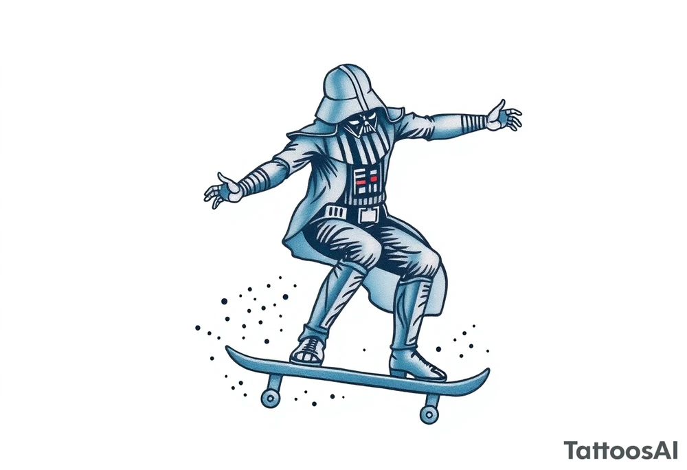 Darth Vader skateboarding >
blue & red tattoo idea