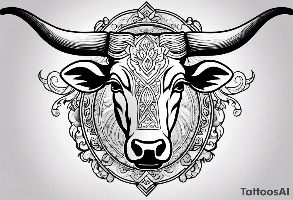 Texas Long horn head outline tattoo idea
