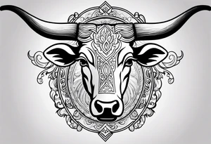 Texas Long horn head outline tattoo idea