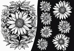 aster flower with roman numerals IX-VI-LVII tattoo idea