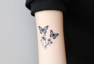 spring violet flowers and butterflies, more butterfly, and sprinkels, flower are violet tattoo idea