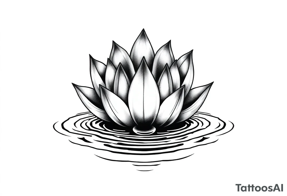 serene lotus flower emerging from sacred waters with ripples tattoo idea