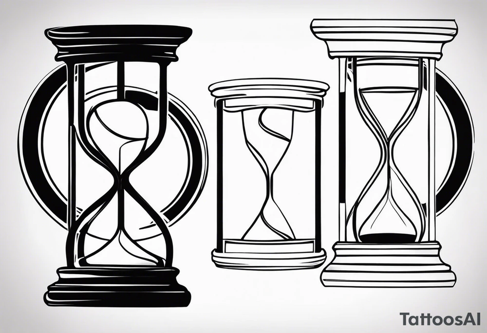 draw a clock/hourglass. They are surrounded by Roman numerals. It is a black and white tattoo for the right shoulder of a man tattoo idea