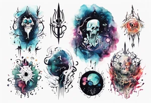 Macabre, abstract, acquarel, pigment, photon tattoo idea