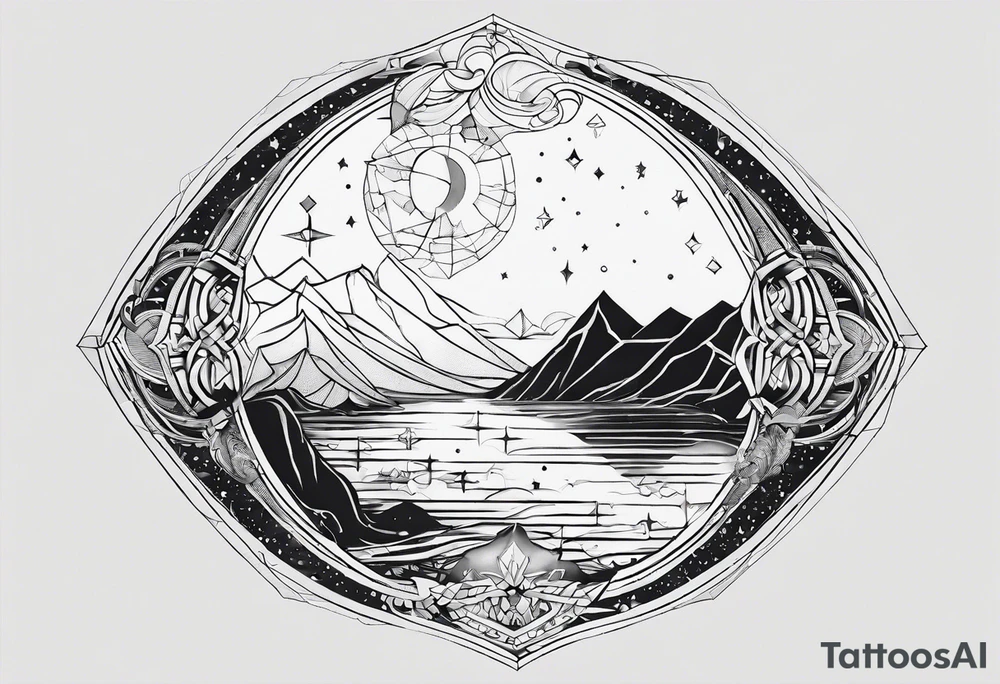 Aquarius geometric constellation calm tattoo idea