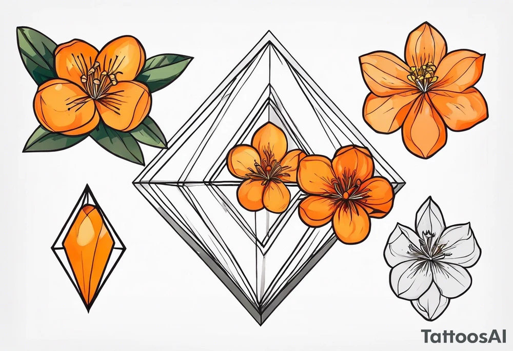 Azaleas and kumquats. Symmetrical diamond shape for sternum. tattoo idea