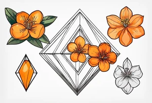 Azaleas and kumquats. Symmetrical diamond shape for sternum. tattoo idea