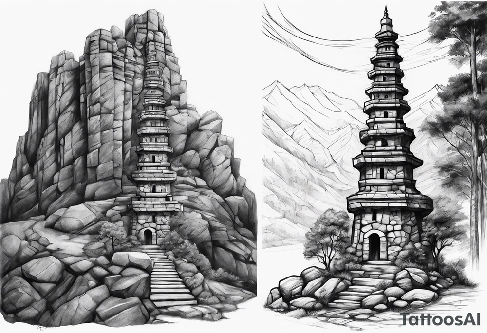 Rock tower tattoo idea