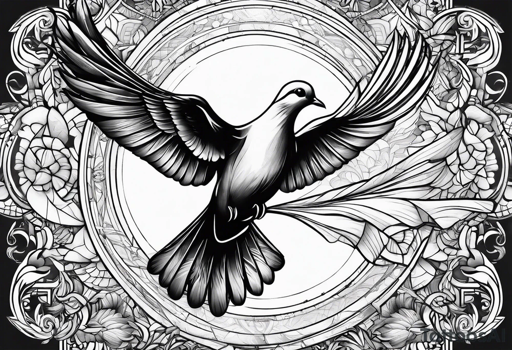 Dove flying horizontally tattoo idea