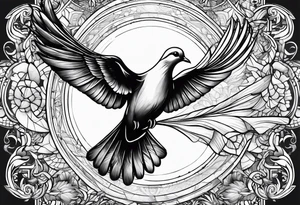 Dove flying horizontally tattoo idea
