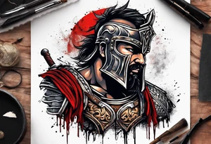 Ripped angry gladiator tattoo idea
