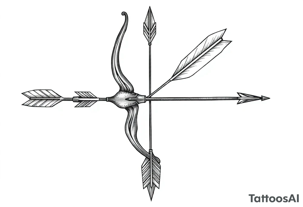 Large bow and arrow on whole arm arm tattoo idea