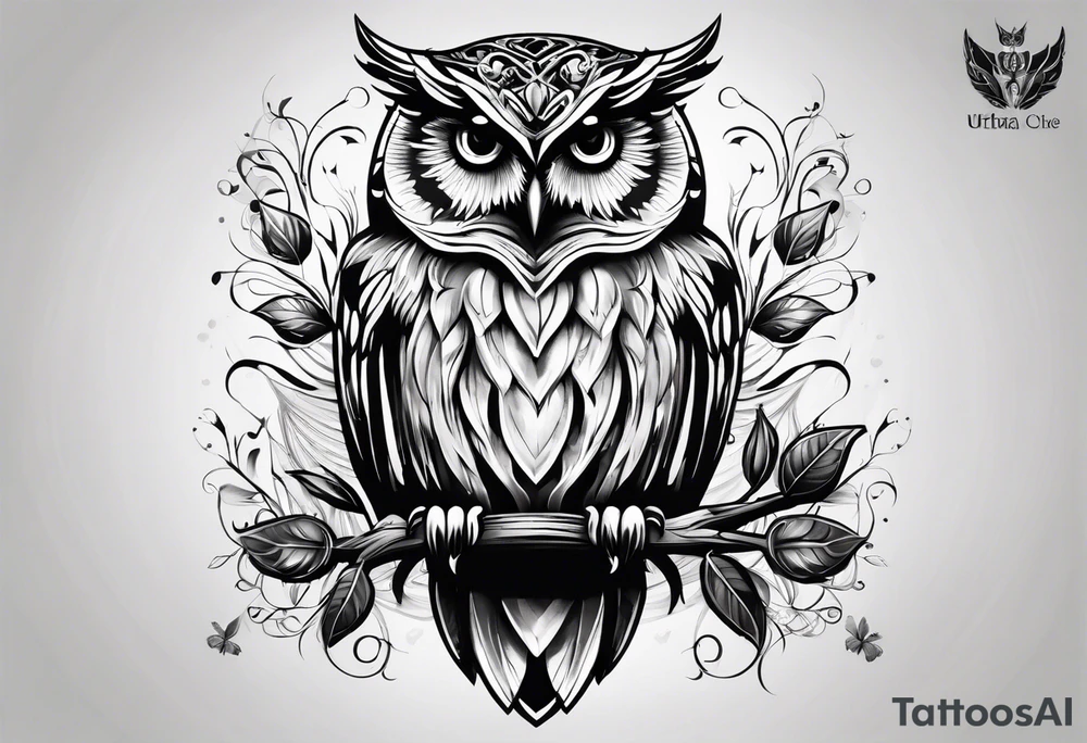 Owl and butterfly tattoo idea