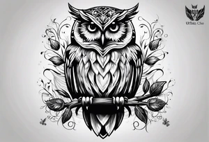 Owl and butterfly tattoo idea