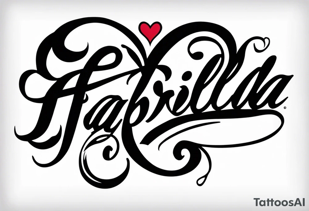 A tattoo that has the name Fabiola and that’s cursive and it has a type of heart. And that fits on my forearm tattoo idea