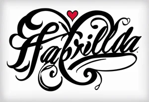 A tattoo that has the name Fabiola and that’s cursive and it has a type of heart. And that fits on my forearm tattoo idea