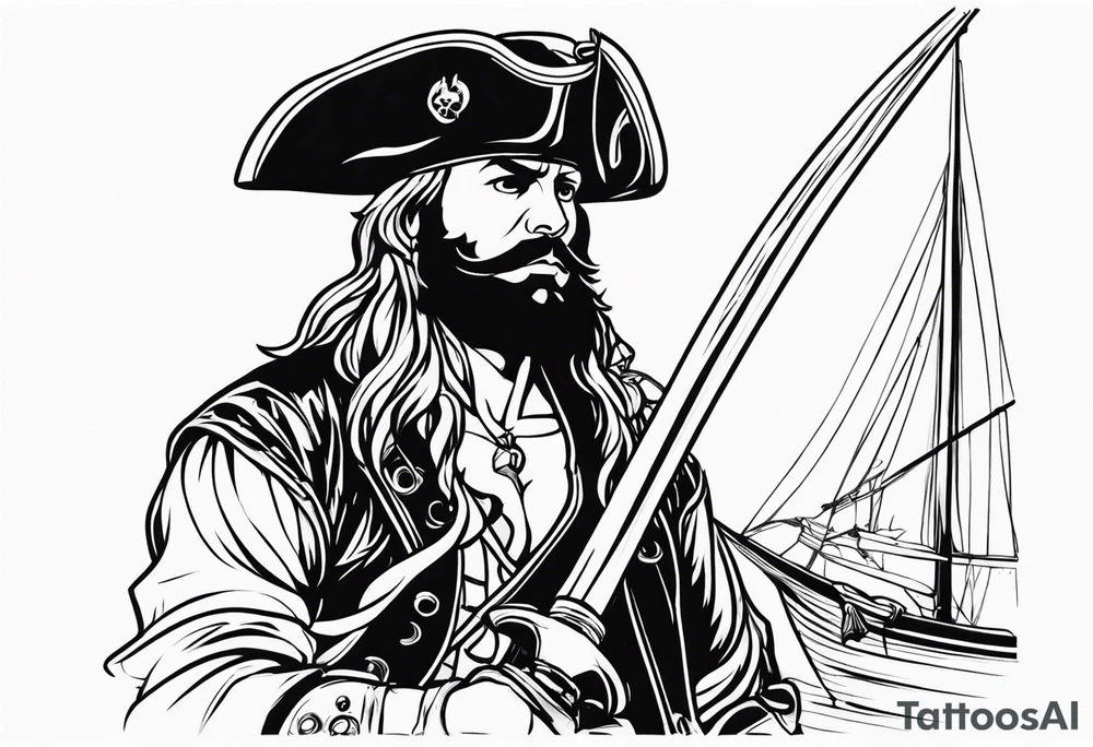 Pirate Olivier Levasseur dit  la Buse 3cm par 3cm tattoo idea