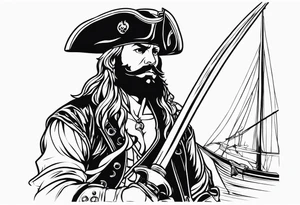 Pirate Olivier Levasseur dit  la Buse 3cm par 3cm tattoo idea
