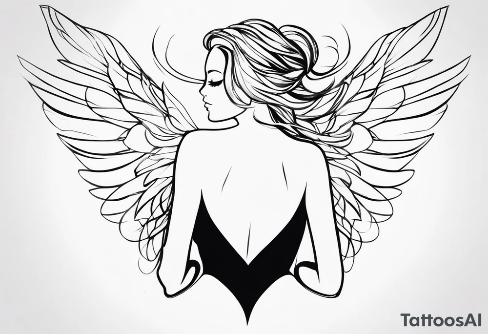 silhouette of a girl with wings made out of glass tattoo idea
