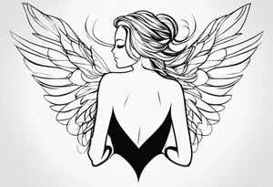 silhouette of a girl with wings made out of glass tattoo idea