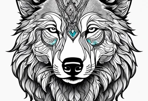 Wolf with beard tattoo idea
