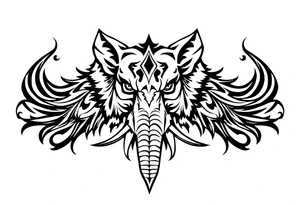 Wolf and an elephant being friends tattoo idea