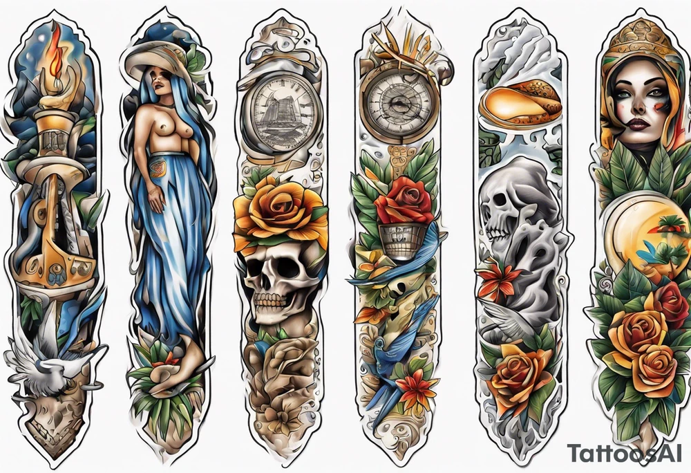 El Salvador theme forearm sleeve tattoo idea