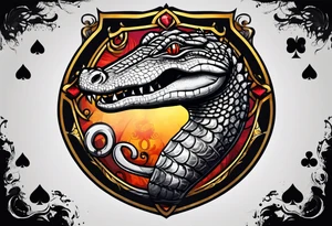 Alligator on a ace of spades poker card tattoo idea