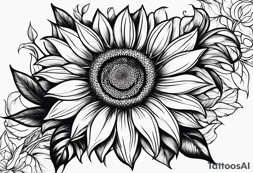 Flower fire an a sunflower tattoo idea
