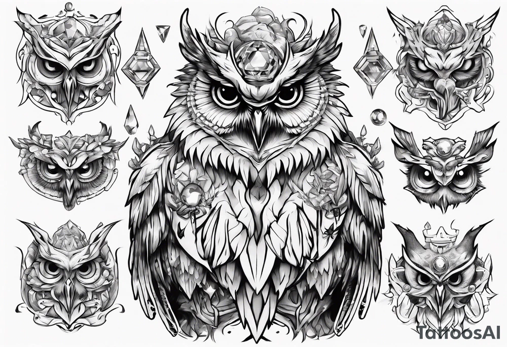 The Demon Owl Stolas, a Prince of Hell who is obsessed with gems, knowledge of astrology and poisonous plants. tattoo idea