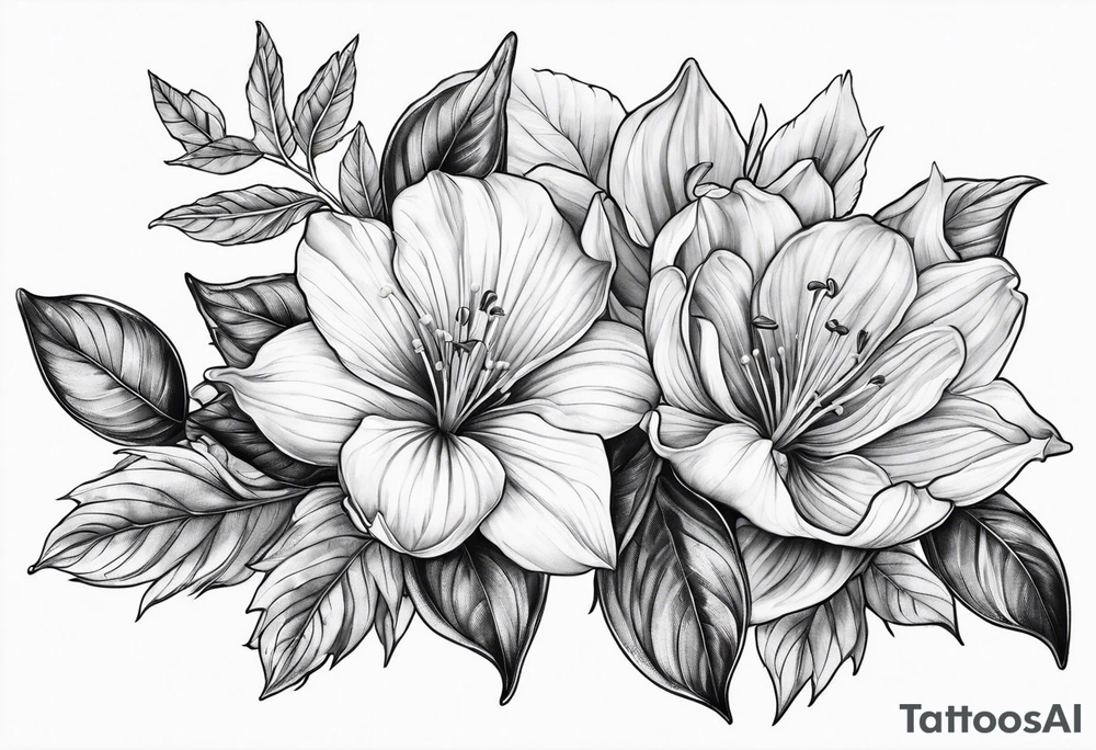 Platycodon grandiflorus with leafs and stalk tattoo idea