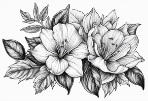 Platycodon grandiflorus with leafs and stalk tattoo idea