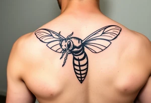 Angry hornet flying with arched body tattoo idea