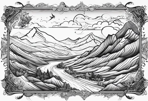 Treasure map dotted line windy trail with an X at the end tattoo idea